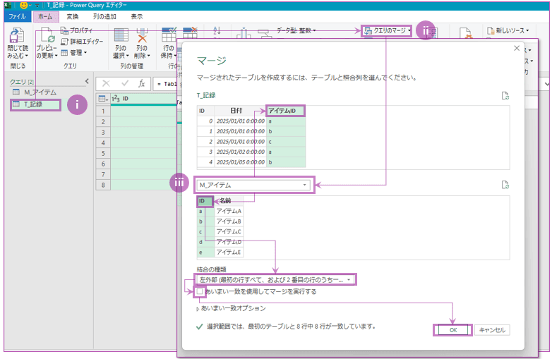 参照元テーブルと参照先テーブルを結合