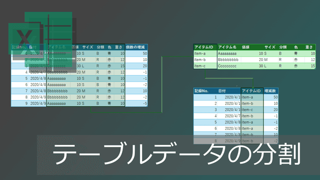 エクセルのテーブルデータを管理しやすくする方法【テーブルの分割】