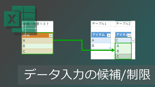 プルダウンによるの入力候補/制限設定【エクセルのテーブル活用】