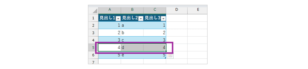 テーブル行の選択