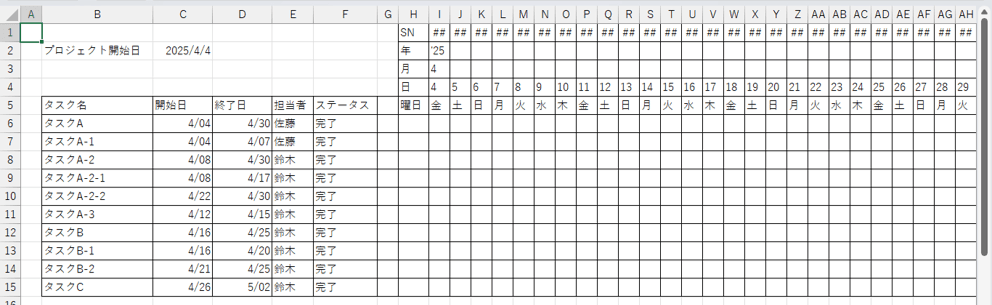 ガントチャートの用意