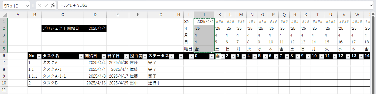 時間軸の作成