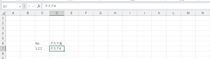 Noとタスク名を記入する