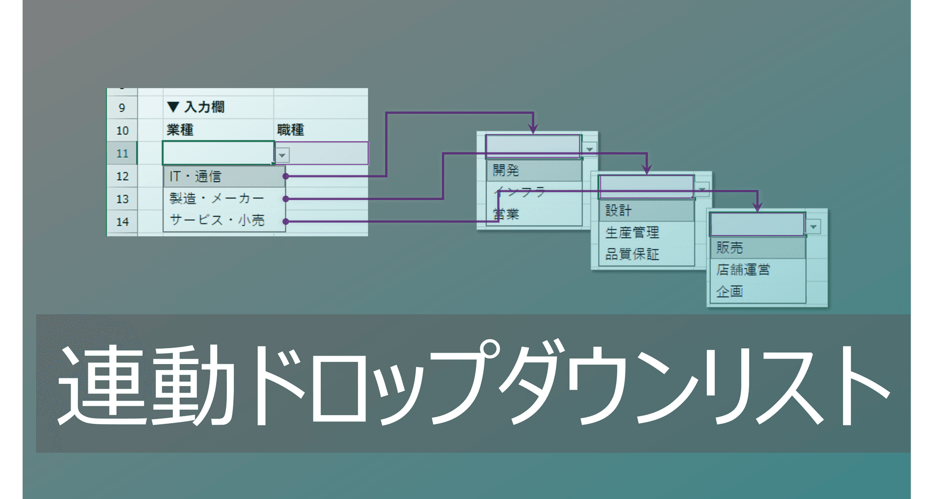 Thumbnail for 条件でリストが変わる連動Excelプルダウンの作り方【カテゴリ分けも自動反映】