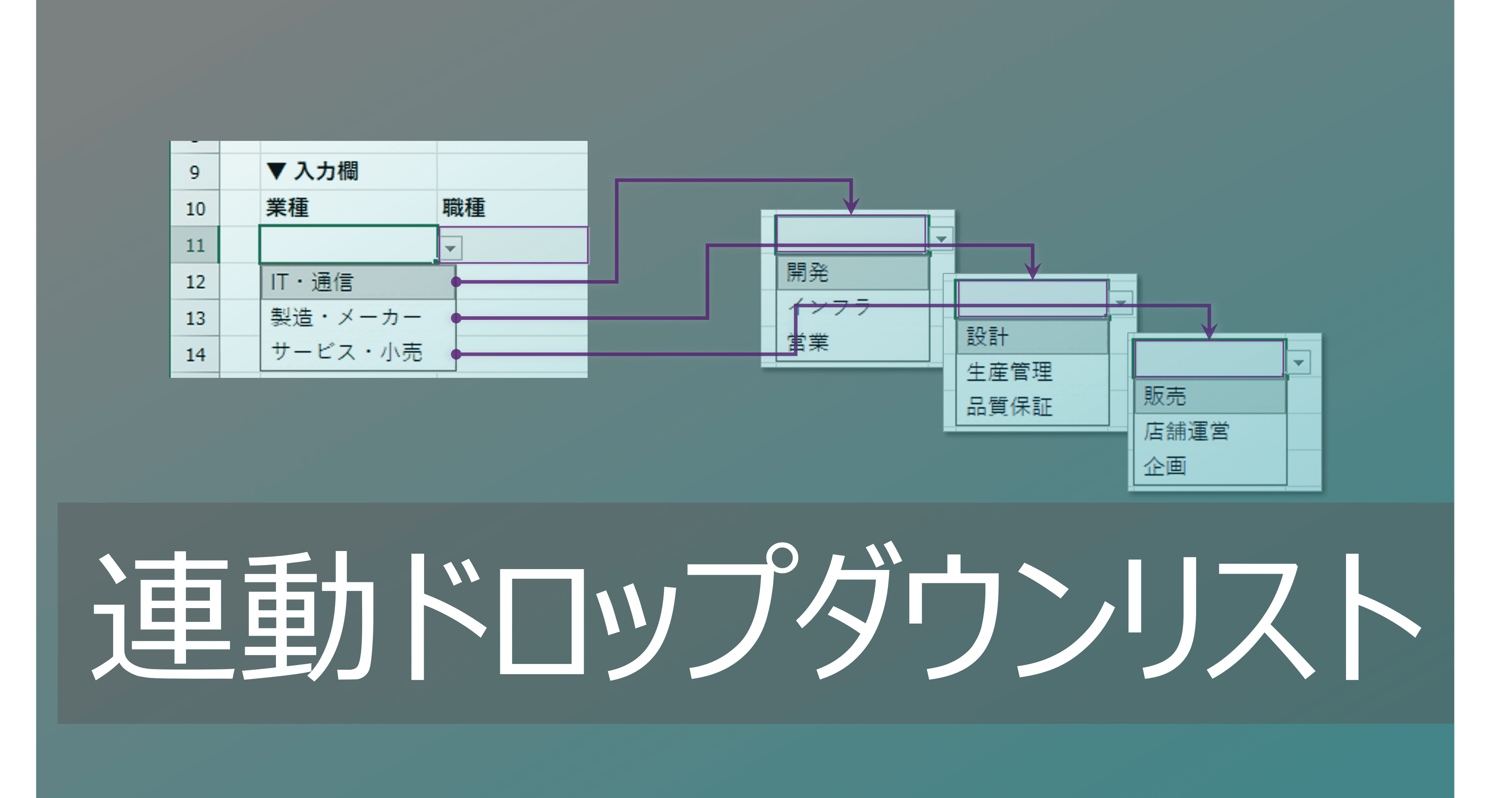 Thumbnail for 条件でリストが変わる連動Excelプルダウンの作り方【カテゴリ分けも自動反映】