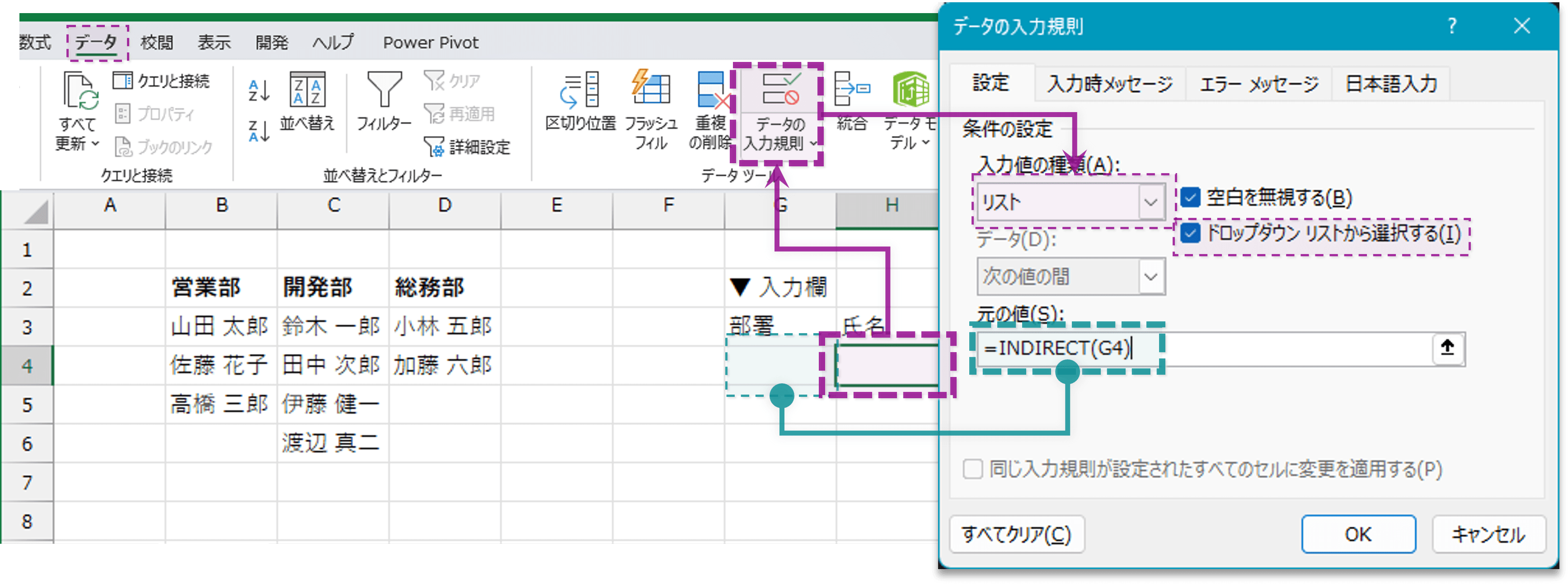 データの入力規則ダイアログ2段階目