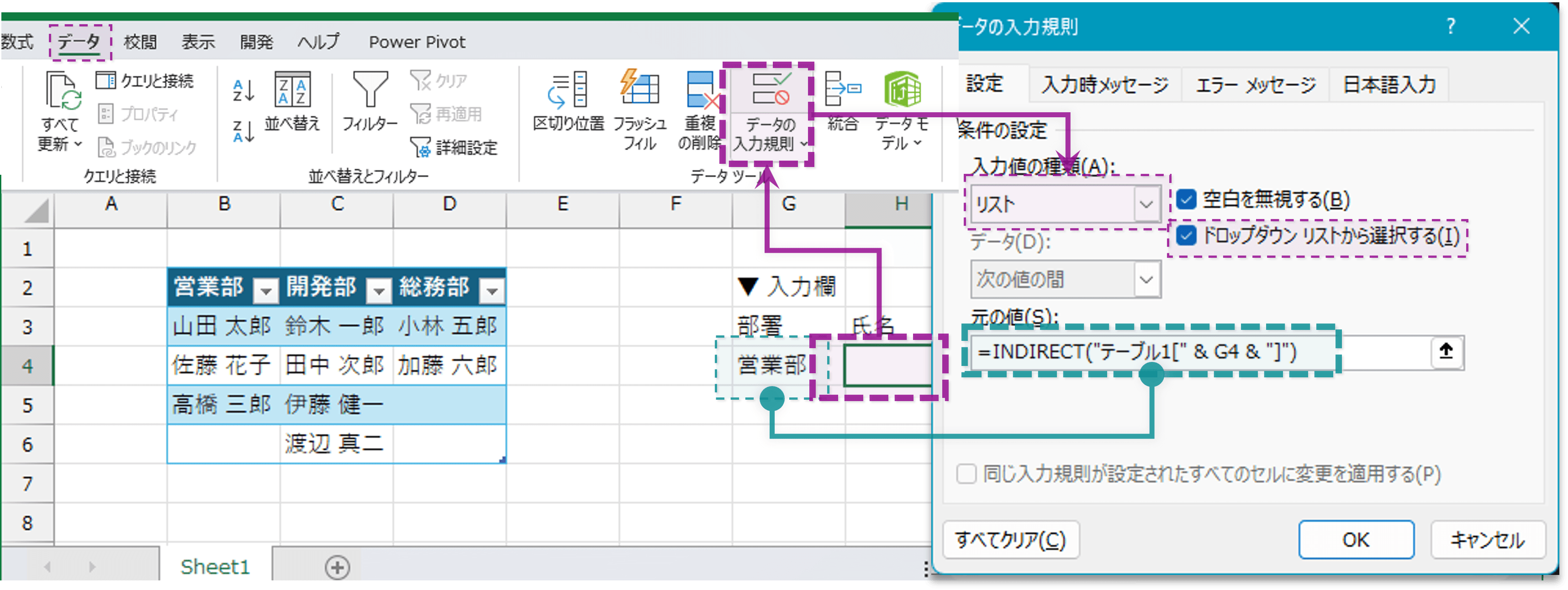 リスト2の参照元範囲ダイアログ