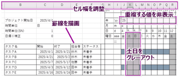 シートの見た目を整える